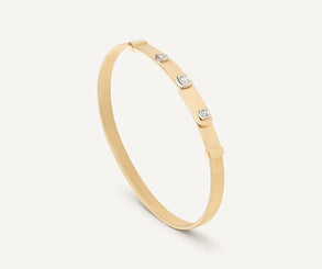 Marco Bicego Masai 18ct Yellow Gold Thin Coil 0.10ct Diamond Bangle