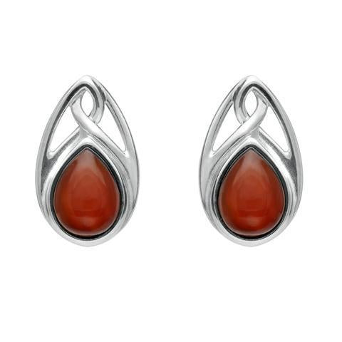 Sterling Silver Carnelian Pear Shaped Celtic Stud Earrings E973