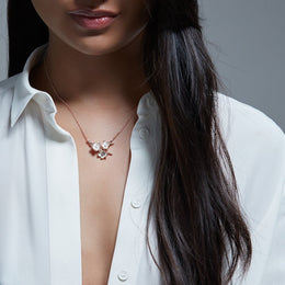Shaun Leane Cherry Blossom 18ct Rose Gold Plated Sterling Silver 0.15ct Diamond Necklace