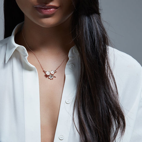 Shaun Leane Cherry Blossom 18ct Rose Gold Plated Sterling Silver 0.15ct Diamond Necklace