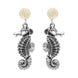 Sterling Silver Small Stone Coquina Seahorse Drop Earrings, E1936