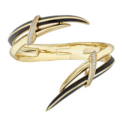 Shaun Leane Sabre Deco Yellow Gold Vermeil Ceramic Diamond Statement Cuff, SA088.YVBKBOS.