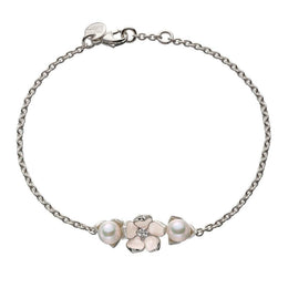 Shaun Leane Cherry Blossom Single Flower Silver Diamond Pearl Bracelet. CB023.SSWHBOS.