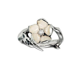 Shaun Leane Cherry Blossom Sterling Silver Diamond Flower Ring, CB001.SSWHRZ.