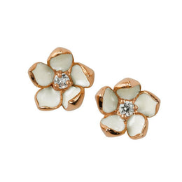 Shaun Leane Rose Gold Vermeil 0.10ct Diamond Small Cherry Blossom Stud Earrings. CB013.RVWHEOS