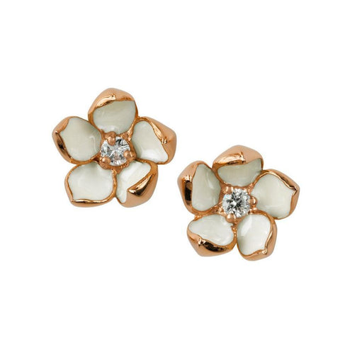 Shaun Leane Rose Gold Vermeil 0.10ct Diamond Small Cherry Blossom Stud Earrings. CB013.RVWHEOS