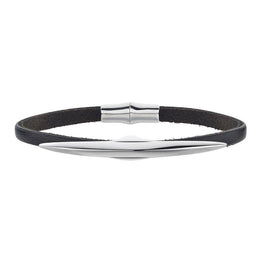 Shaun Leane Single Arc Silver Black Leather Bracelet