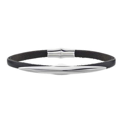 Shaun Leane Single Arc Silver Black Leather Bracelet