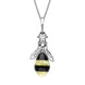 Sterling Silver Whitby Jet Amber Bee Drop Necklace, P3143.
