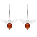 Sterling Silver Amber Bee Small Hook Earrings, E2438.