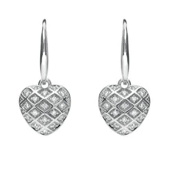 Sterling Silver Cubic Zirconia Heart Hook Drop Earrings E2025