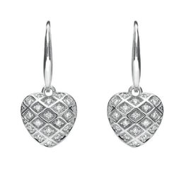 Sterling Silver Cubic Zirconia Heart Hook Drop Earrings E2025