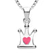 Sterling Silver NSPCC Enamel Pink Heart Crown Necklace P3017C