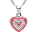 Sterling Silver NSPCC Enamel Pink and White Layered Heart Necklace P3019C