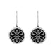 Sterling Silver Whitby Jet Abbey Round Window Drop Earrings, E2107.