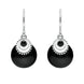 Sterling Silver Whitby Jet Button Cap Drop Earrings E1981