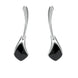 Sterling Silver Whitby Jet Curved Tapered Drop Earrings E1798