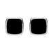 Silver Whitby Jet Dinky Cushion Stud Earrings E279