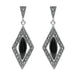 Sterling Silver Whitby Jet Drop Marquise Marcasite Earrings E1789