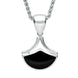 Sterling Silver Whitby Jet Fan Shaped Necklace P387