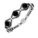 Sterling Silver Whitby Jet Five Stone Cushion Foxtail Bracelet B961