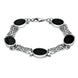 Sterling Silver Whitby Jet Five Stone Pierced Oval Bracelet B024