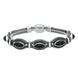 Sterling Silver Whitby Jet Foxtail Five Stone Marquise Bracelet D