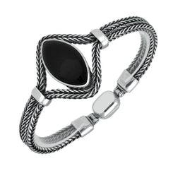 Silver Whitby Jet Foxtail Portrait Marquise Bracelet B970
