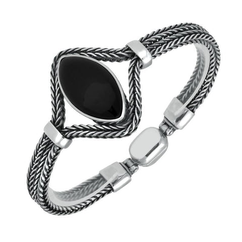 Silver Whitby Jet Foxtail Portrait Marquise Bracelet B970