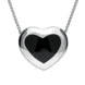 Sterling Silver Whitby Jet Framed Heart Necklace P1554