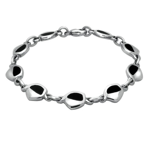 Sterling Silver Whitby Jet Heritage Freeform Pentagon Bracelet B255