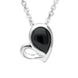 Sterling Silver Whitby Jet Half Filled Heart Necklace P2540