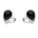 Sterling Silver Whitby Jet Half Filled Heart Stud Earrings. E1902. 