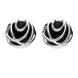 Sterling Silver Whitby Jet Eclipse Squiggle Stud Earrings. E2261.