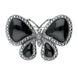 Sterling Silver Whitby Jet Marcasite Butterfly Brooch. M325.