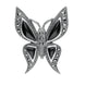Sterling Silver Whitby Jet Marcasite Butterfly Brooch. M327.
