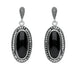 Sterling Silver Whitby Jet Marcasite Framed Drop Earrings E1639