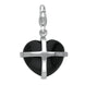 Silver Whitby Jet Medium Cross Heart Charm G481