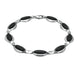 Sterling Silver Whitby Jet Nine Stone Long Oval Bracelet B1082