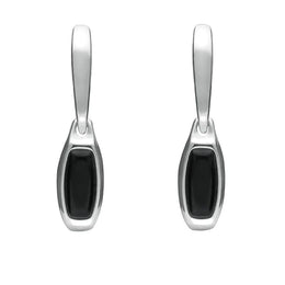 Sterling Silver Whitby Jet Oblong Hinged Drop Earrings E2127