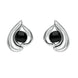 Sterling Silver Whitby Jet Open Teardrop Stud Earrings. E1907.