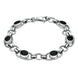 Sterling Silver Whitby Jet Heritage Oval Loop Link Bracelet. B183.