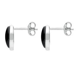 Sterling Silver Whitby Jet Oval Part Set Stud Earrings E2090 side
