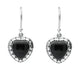 Silver Whitby Jet Oxidised Heart Drop Earrings E1958