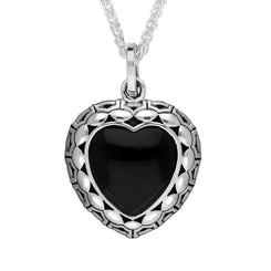 Silver Whitby Jet Oxidised Heart Necklace P2557