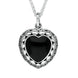 Silver Whitby Jet Oxidised Heart Necklace P2557