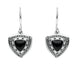 Silver Whitby Jet Oxidised Shield Drop Earrings E1915