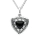 Sterling Silver Whitby Jet Oxidised Triangle Shield Necklace. P2552.
