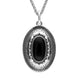 Sterling Silver Whitby Jet Patterned Oxidised Shield Necklace P2547