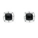 Sterling Silver Whitby Jet Ridged Cushion Stud Earrings. E1905.